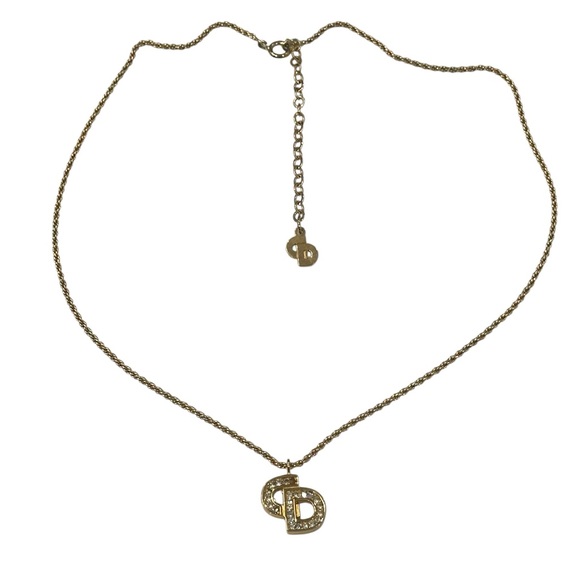 Christian Dior Vintage Crystal CD Necklace